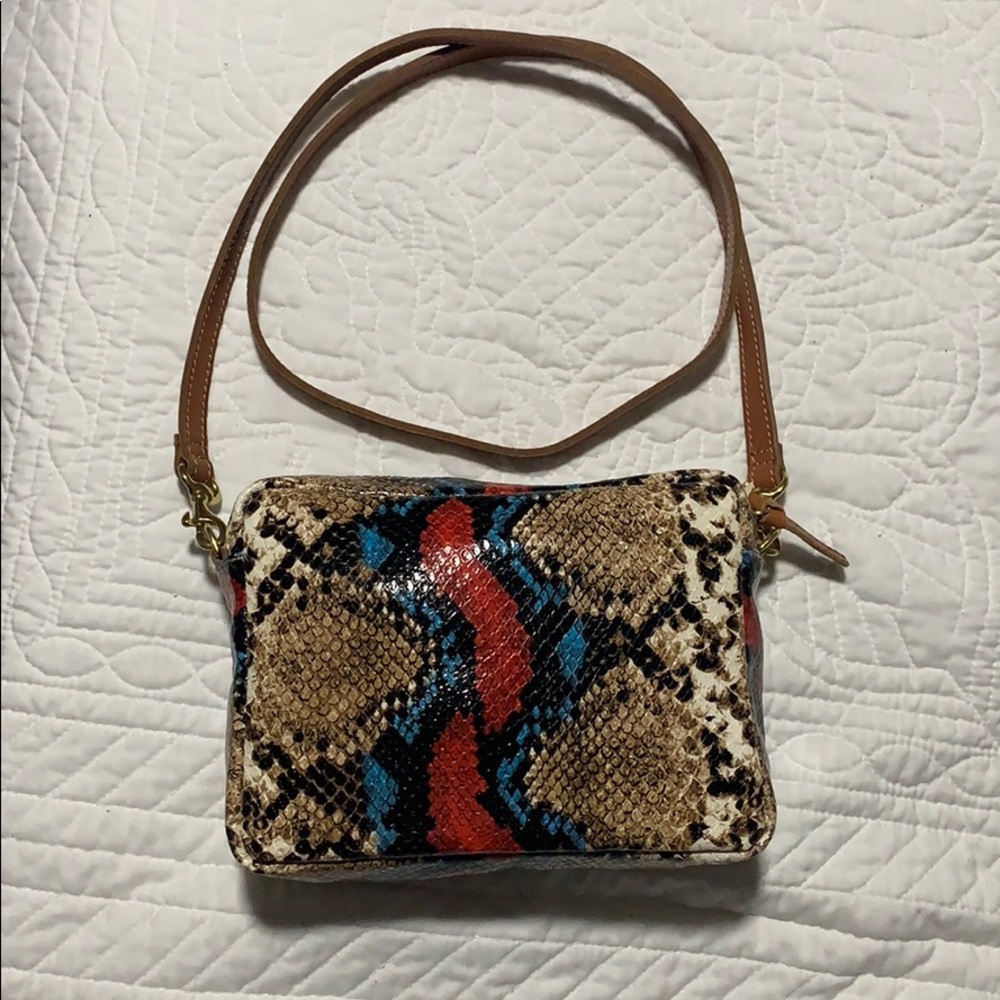 Midi Sac Snakeskin Goatskin Leather Crossbody Bag